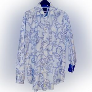 TAILORBYD men’s XXL/TYG printed design shirt.  Highlighted blue material cuffs.